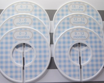 Custom Baby Closet Dividers Blue Nursery Gingham Clothes Organizers Baby Shower Gift