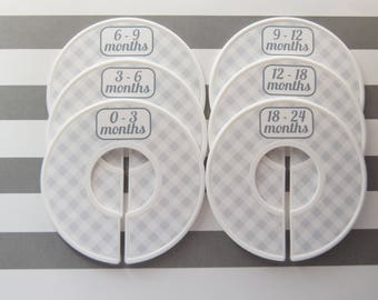 Baby Closet Dividers Gray Gingham Clothes Organizers Baby Boy Girl Shower Gift Ideas for New Mother Assembled