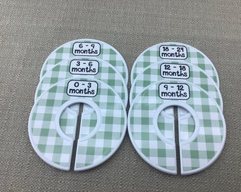 Baby Closet Dividers Light Green Gingham Checks Baby Shower Gift Boy Girl Closet Organizers Assembled Gift for New Mother