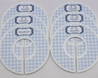 Baby Closet Dividers Baby Shower Gift  Blue Nursery Gingham Closet Organizers Finished Closet Dividers Baby Boy Gift