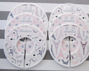 Baby Closet Dividers Paris Nursery Grey White Pink Eiffel Tower Clothes Organizers Baby Girl Shower Gift