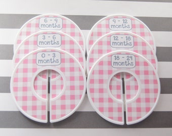 Custom Baby Closet Dividers Pink White Buffalo Gingham Baby Shower Gift Clothes Organizers Girl Assembled