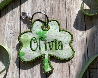 St. Patrick’s Custom Shamrock Bag Tag Personalized Backpack Name Tag Diaper Bag Tag St Patrick’s Day Tag