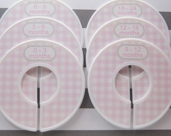 Custom Baby Closet Dividers Pink Gingham Clothes Organizers Baby Girl Shower Gift Assembled