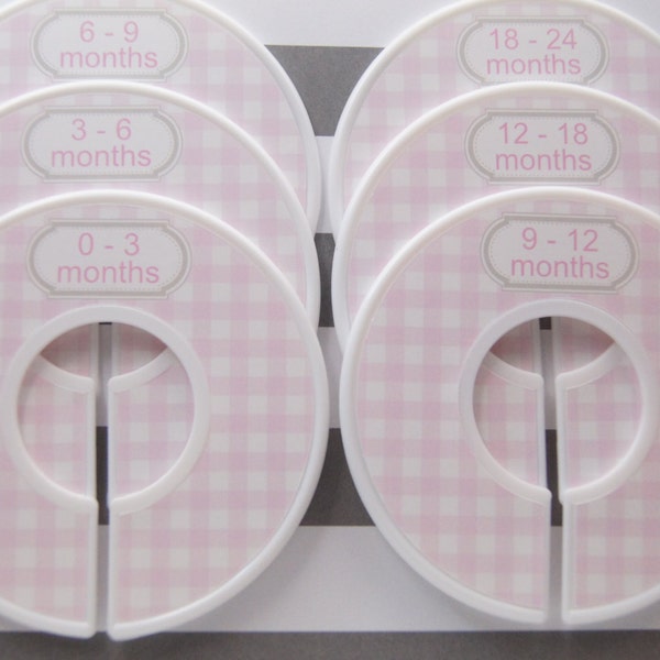 Custom Baby Closet Dividers Pink Gingham Clothes Organizers Baby Girl Shower Gift Assembled