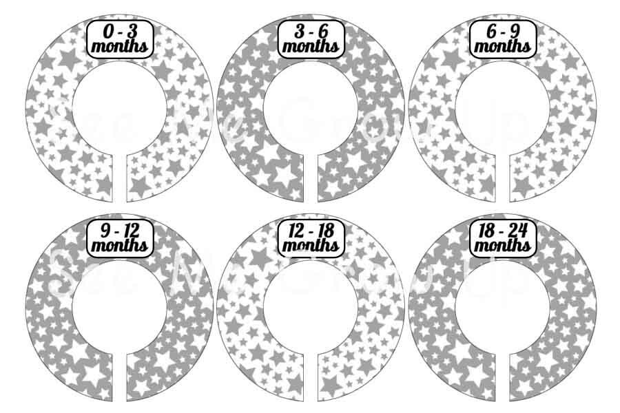 Custom Baby Closet Dividers Gray White Stars Closet Dividers Etsy