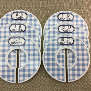 Custom Baby Closet Dividers Blue Nursery Gingham Clothes Organizers Baby Shower Gift