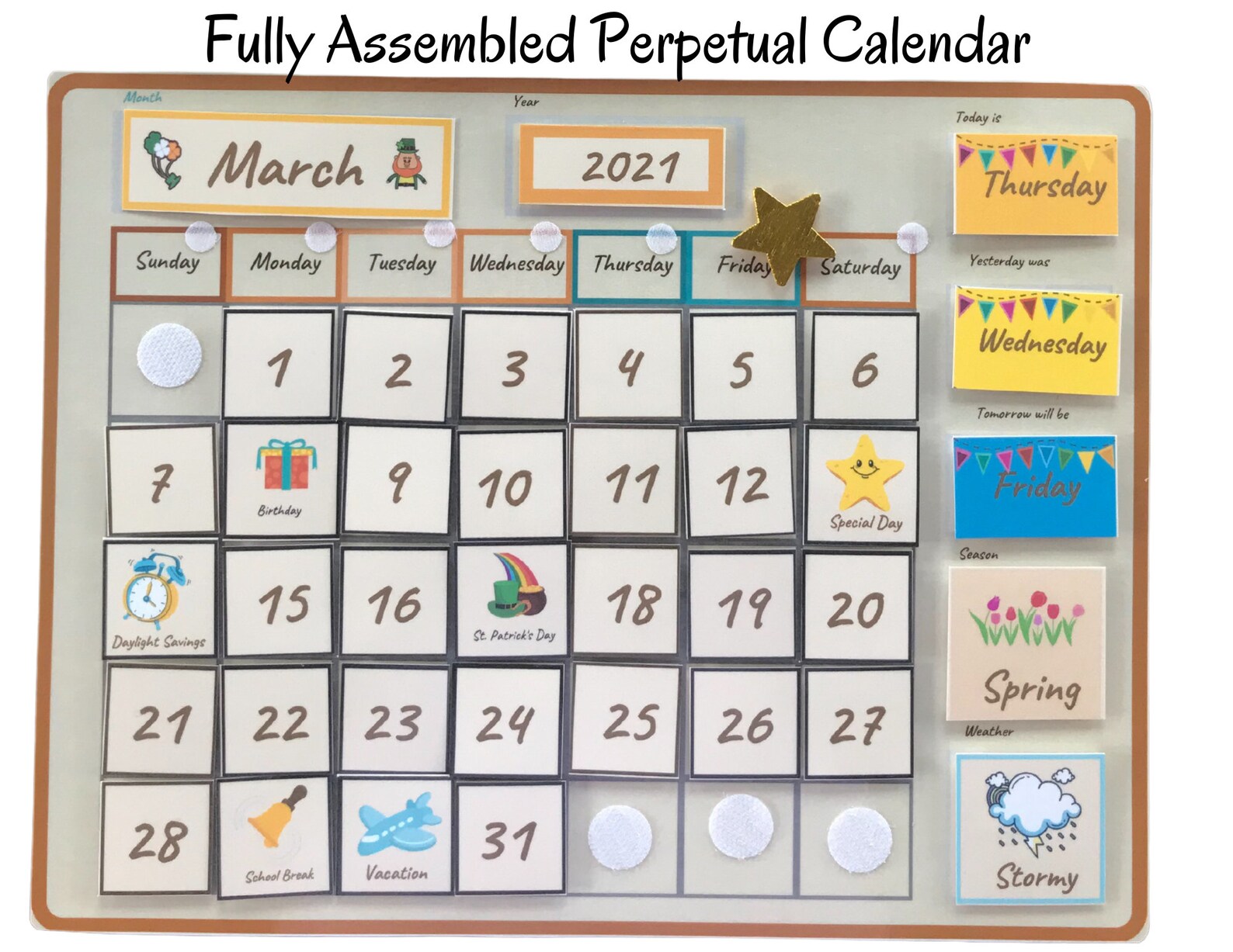 Fully Assembled Childrens twelve month calendar preschool | Etsy