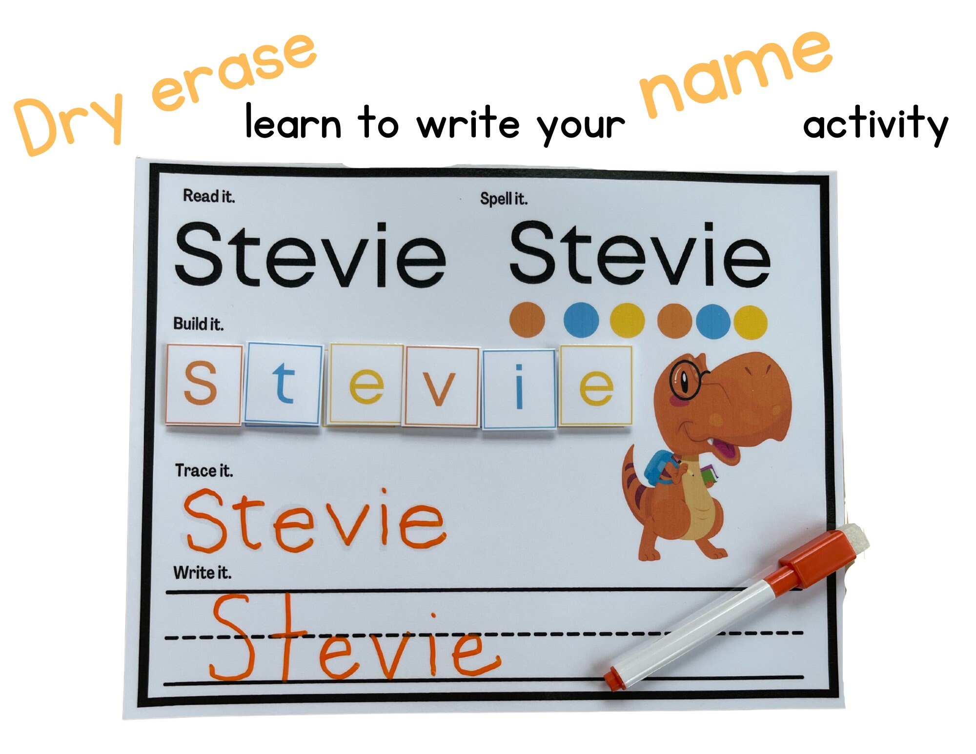 Dry Erase Name Mat Learn to Spell and Write Name for preschooler and kindergarten