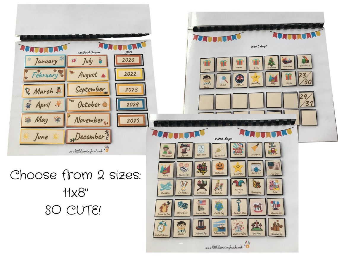 Fully Assembled Childrens twelve month calendar preschool | Etsy
