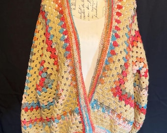 Handmade Crochet Granny Cardigan- Soft, Cozy, One-of-a-kind!