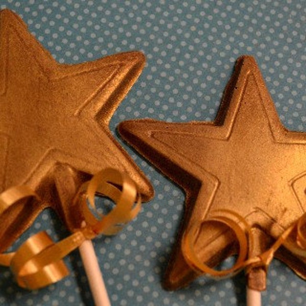 Gold Star Chocolate Lollipop - Birthday Party Favor - Award Dinners - Corporate Event Favor - Sports Banquet Favor - Little Star Baby Shower