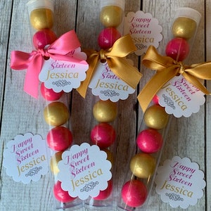 Sweet 16 Party Favor - 10 Gumball Tubes Favors - Sweet Sixteen Party - Quinceañera Party Favor