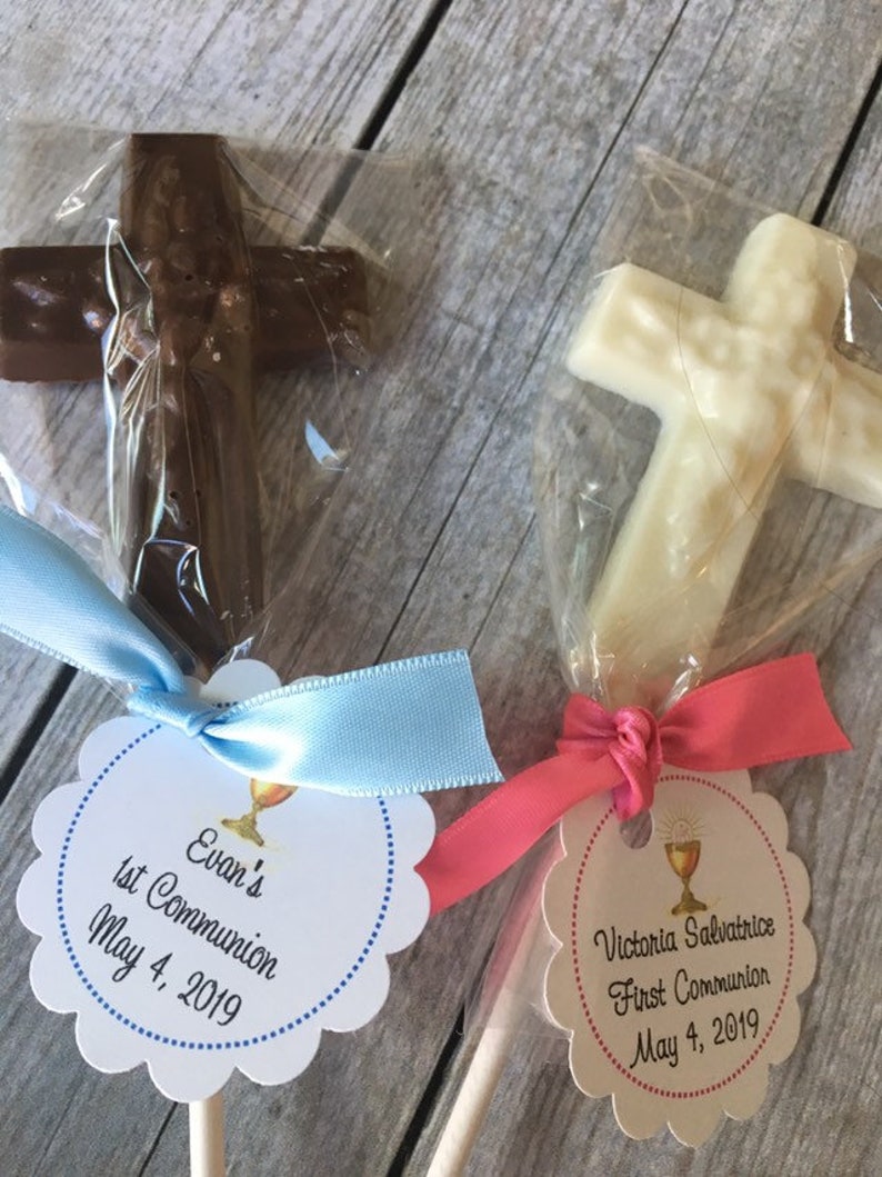 Chocolate Cross Lollipops Communion Favor Christening Etsy