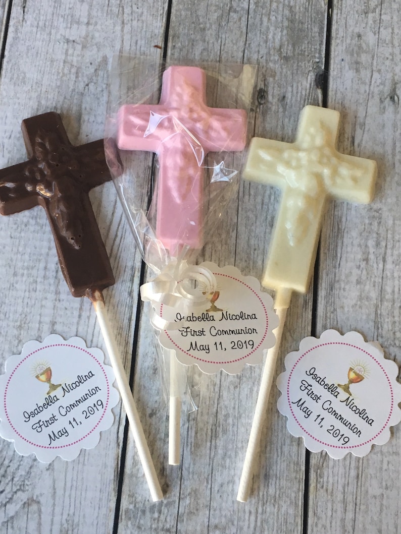Chocolate Cross Lollipops Communion Favor Christening Etsy