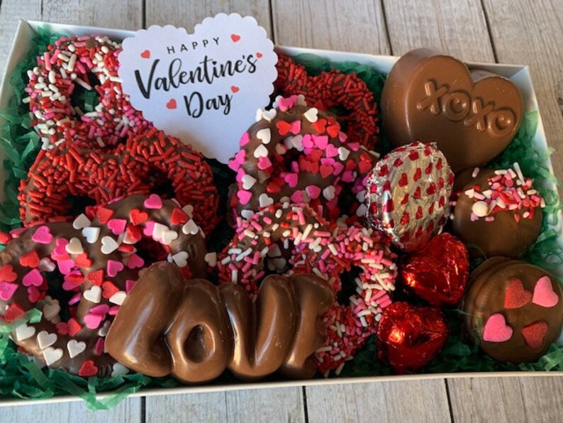 Valentine's Day Chocolate Gift Box Valentines Day Gift Valentine's chocolate covered pretzels Valentine's Day chocolate covered Oreos image 1