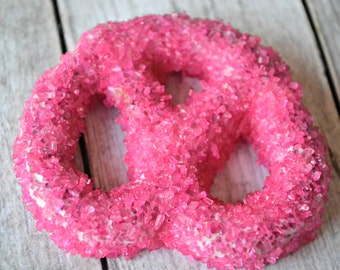 Pink Chocolate Covered Pretzels - Pretty in Pink - Sweet 16 Party - Pink Candy Buffet - Chocolate Covered Pretzel - Sparkle Candy - Baby