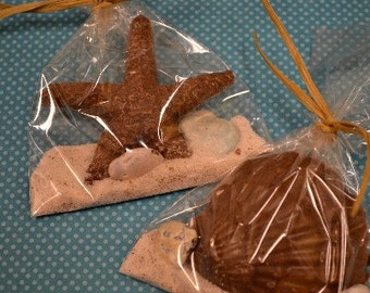 Starfish and Seashell Chocolate Favor - Beach Wedding - Beach Bridal Shower - Nautical Party Favor - Beach Chocolate Favor - Chocolate Shell