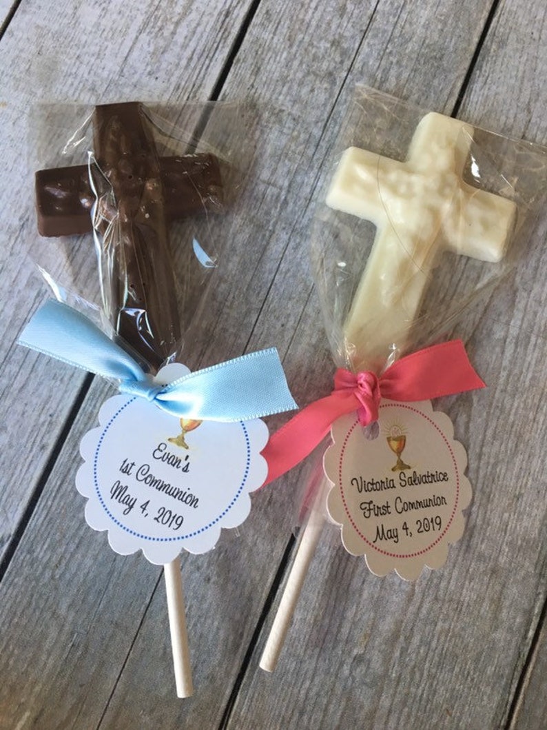 Chocolate Cross Lollipops Communion Favor Christening Etsy