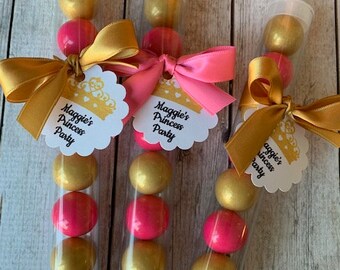 Princess Party Favors - Gumball Tubes - baby shower favor - little girl party favor - princess birthday party - sleepover party favor