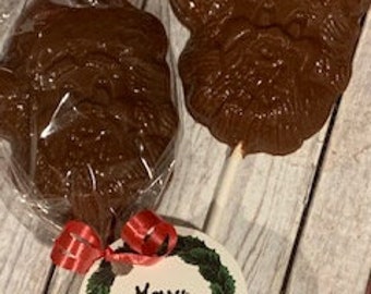 Santa Clause Chocolate Lollipops -Holiday Party Favor - Chocolate Holiday Sucker - Gift Topper - Christmas Candy