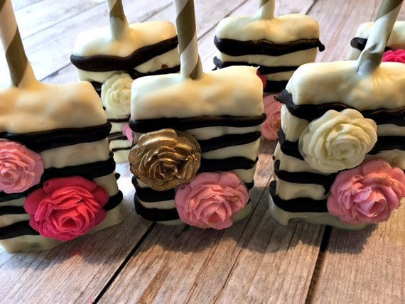 Rose Chocolate Covered Rice Krispy Treats Bridal Shower | Etsy