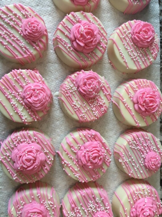 Rose Chocolate Covered Oreos 12 Oreos Wedding Favor Etsy