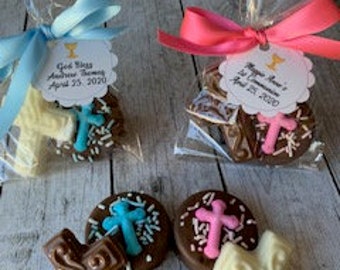 10pc First Communion Favors - Chocolate Oreo and Cross - Edible communion favor - holy communion favor - Baptism Favor - Christening Favor