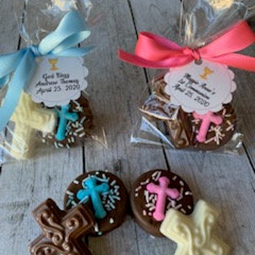 Chocolate Cross Lollipops Communion Favor Christening Etsy