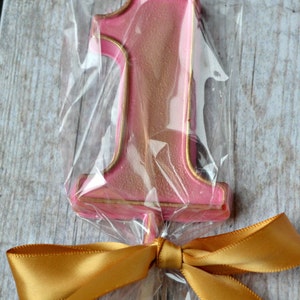 Pink and Gold Number One Chocolate Lollipops - Qty 10 - 1st Birthday - Sweets Table - First Birthday Party Favor - Pink and Gold Birthday