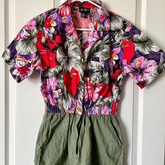 Floral Hawaiian Vintage Romper - image 1