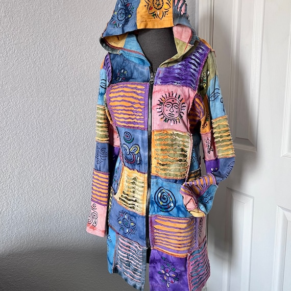Patchwork Colorful Boho Long Hoodie