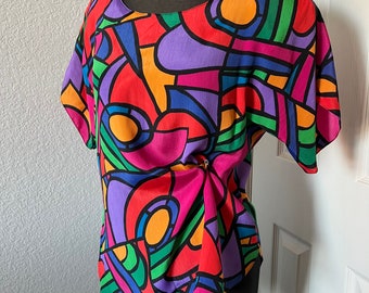 Bright Abstract 90s Blouse