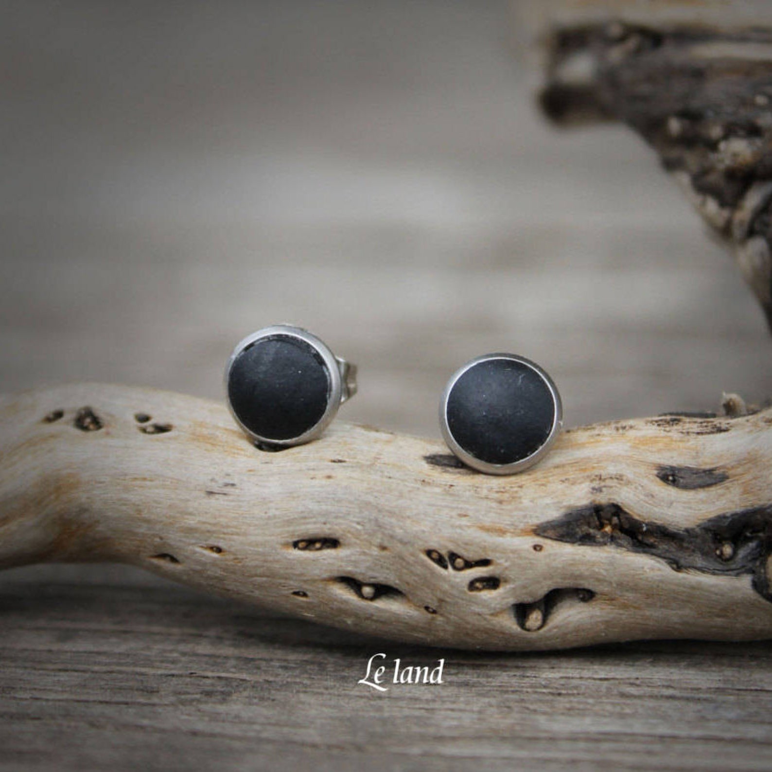 Black studs 681012 mm matte black stud earrings mens stud Etsy