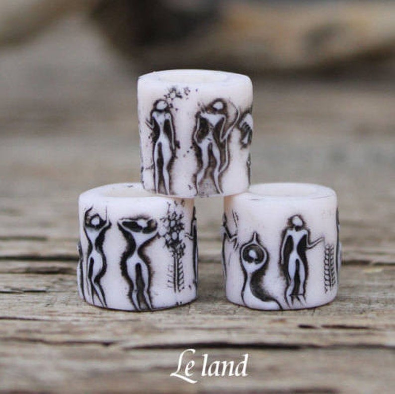 White & colorful dread beads unisex dreadlock accessory spirit dread beads rustic beads for dreadlock ancient dread bead shop Best gift idea image 4