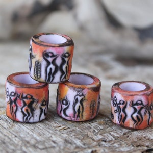 White & colorful dread beads unisex dreadlock accessory spirit dread beads rustic beads for dreadlock ancient dread bead shop Best gift idea Colorful