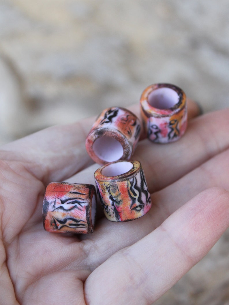 White & colorful dread beads unisex dreadlock accessory spirit dread beads rustic beads for dreadlock ancient dread bead shop Best gift idea image 7