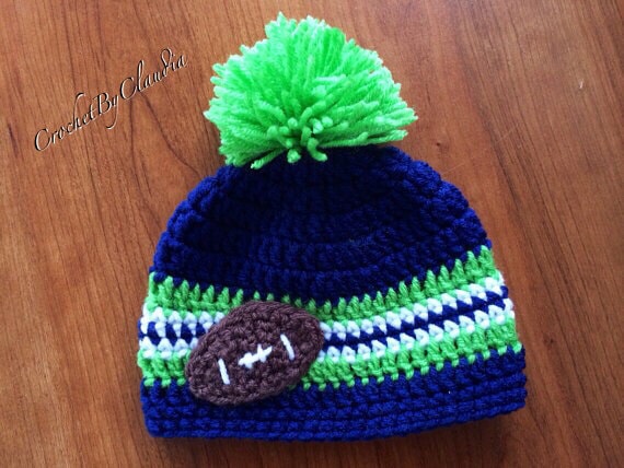 Crochet Seattle Seahawks Inspired Beanie/ Photography Prop/ Made