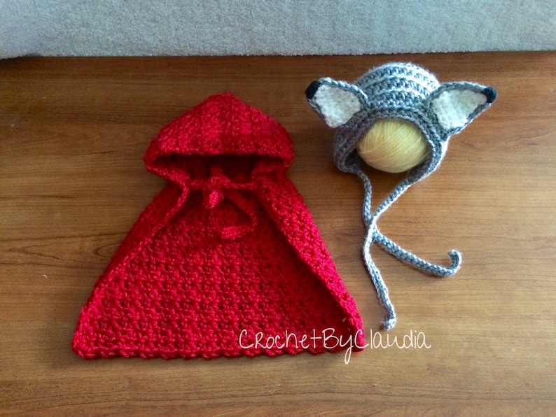 Crochet Little Red Ridding Hood and Big Bad Wolf BonnetCrochet BonnetMade to Order