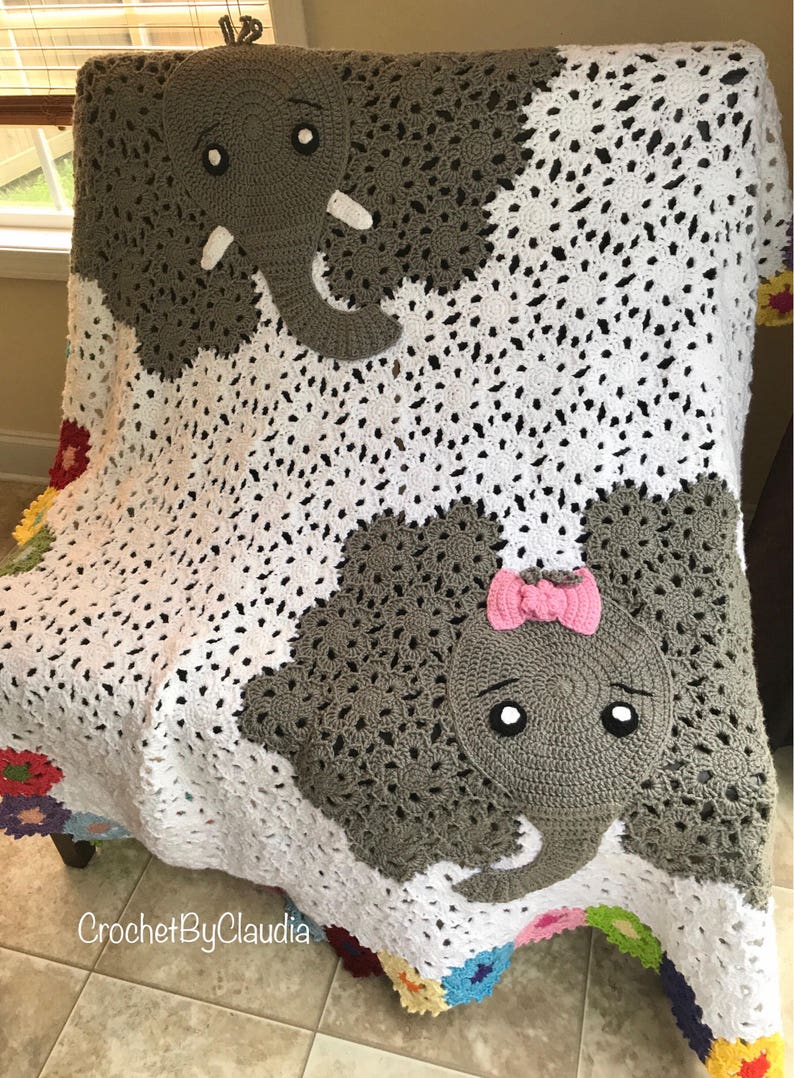 Elephant Blanket/crochet Elephant Afghan /elephant/ Etsy