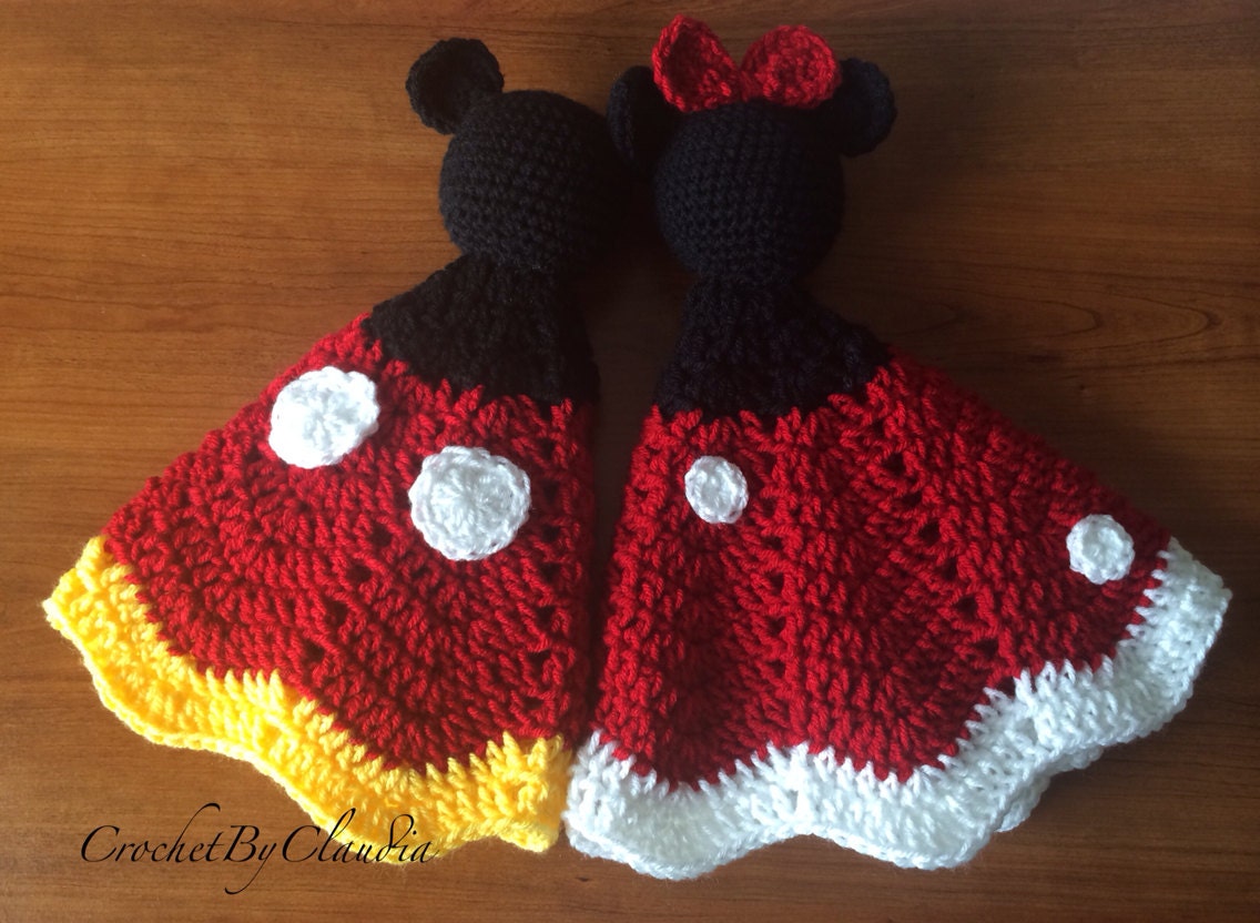 Mickey and Minnie Inspired Lovey Security Blanket Amigurumi Doll Crochet Doll Made to Order Etsy Canada