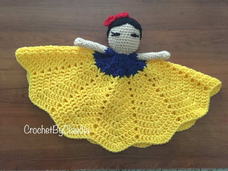 Snow White Inspired Lovey/ Security Blanket/ Amigurumi Doll/ Crochet Snow White Doll Made To Order image 5