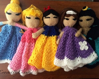 Princess Inspired Lovey/ Security Blanket/ Amigurumi Doll/ Crochet Doll-- Made To Order