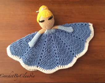 Cinderella Inspired Lovey/ Security Blanket/ Amigurumi Doll/ Crochet Cinderella Doll-- Made To Order