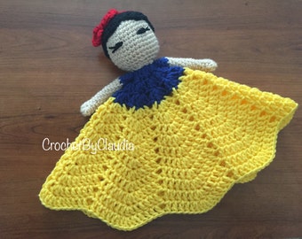 Snow White Inspired Lovey/ Security Blanket/ Amigurumi Doll/ Crochet Snow White Doll-- Made To Order