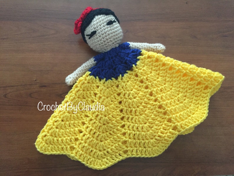 Snow White Inspired Lovey/ Security Blanket/ Amigurumi Doll/ Crochet Snow White Doll Made To Order image 1