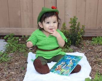 Crochet Peter Pan PhotoProp Set/Peter Pan Costume/Newborn Costume/PhotoProp/ Handmade/Made to Order