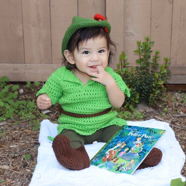 Crochet Peter Pan PhotoProp Set/Peter Pan Costume/Newborn Costume/PhotoProp/ Handmade/Made to Order