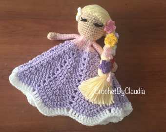 Rapunzel Inspired Lovey/ Security Blanket/ Amigurumi Doll/ Crochet Rapunzel Doll-- Made To Order