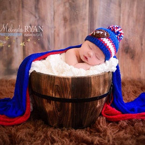 Crochet New York Gaints Inspired Beanie--- Any size---